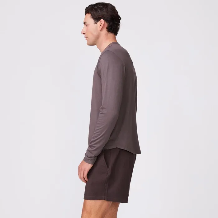 Men Sale MONROW Long Sleeve Henley Cocoa