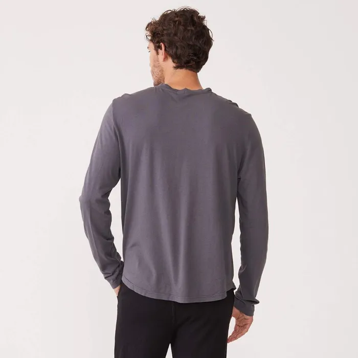 Men Sale MONROW Long Sleeve Henley Vintage Black