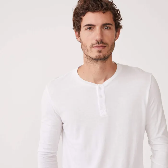 Men Sale MONROW Long Sleeve Henley White