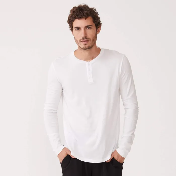 Men Sale MONROW Long Sleeve Henley White
