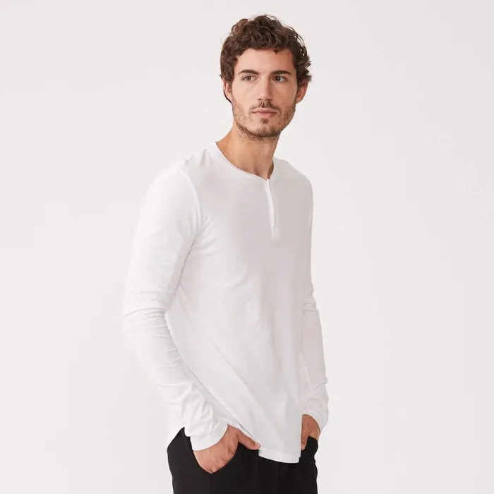 Men Sale MONROW Long Sleeve Henley White