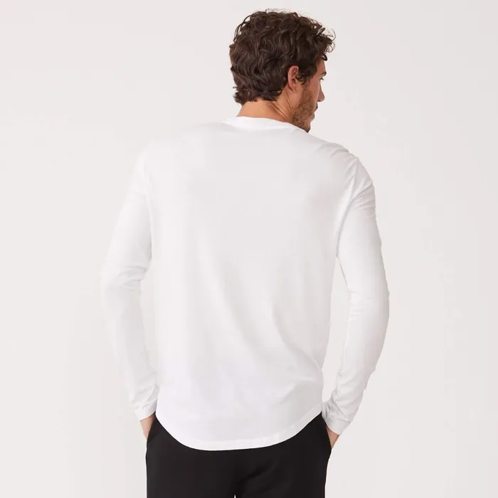 Men Sale MONROW Long Sleeve Henley White
