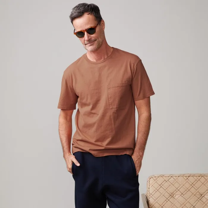 Men Sale MONROW Relaxed Pocket Crew Caramel