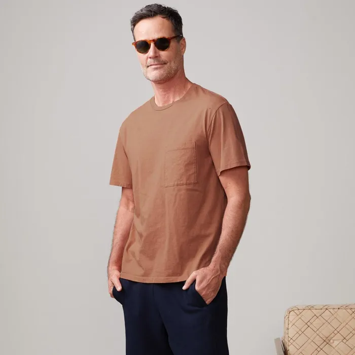 Men Sale MONROW Relaxed Pocket Crew Caramel