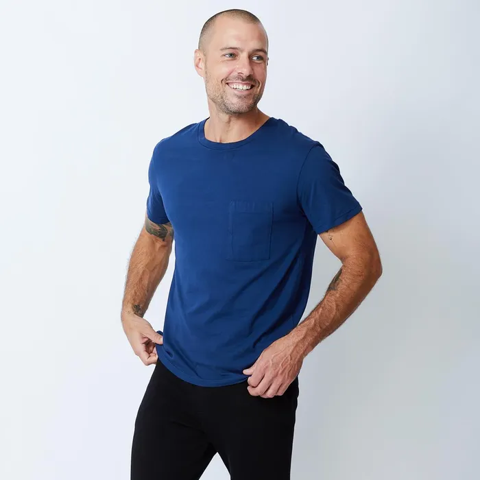 Men Sale MONROW Relaxed Pocket Crew Navy Blue