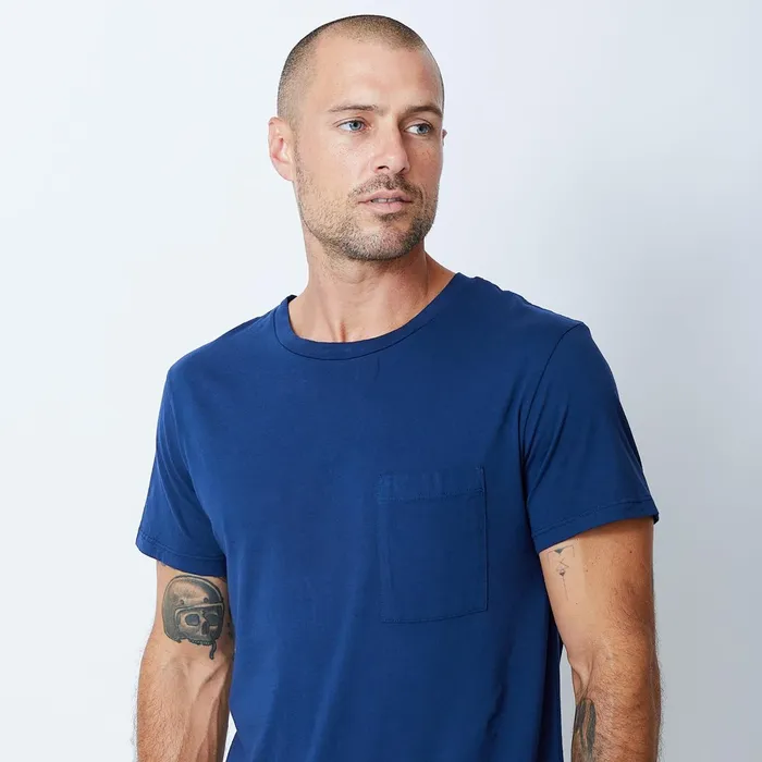 Men Sale MONROW Relaxed Pocket Crew Navy Blue