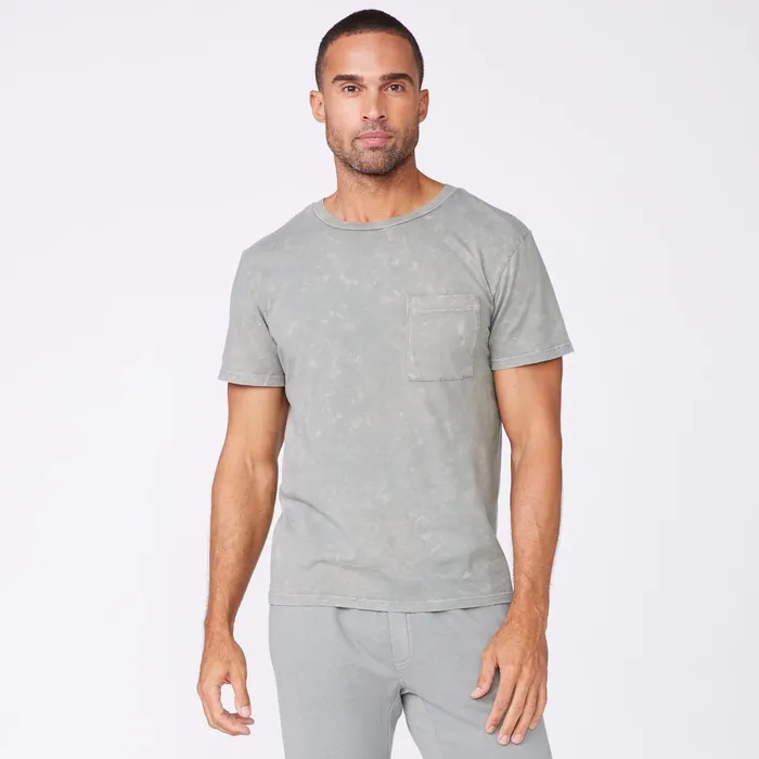 Men Sale MONROW Stone Wash Relaxed Pocket Crew Gunmetal