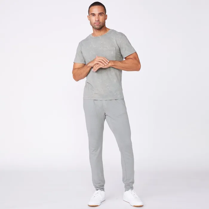 Men Sale MONROW Stone Wash Relaxed Pocket Crew Gunmetal