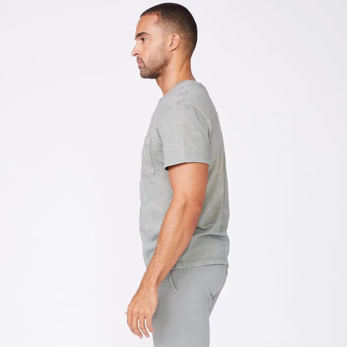 Men Sale MONROW Stone Wash Relaxed Pocket Crew Gunmetal