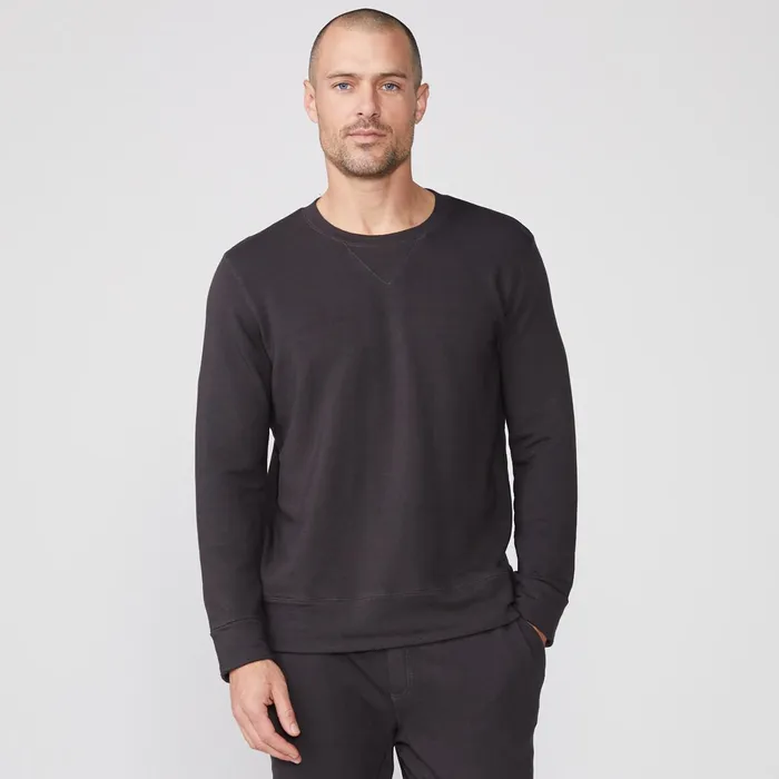 Men Sale MONROW Supersoft Fleece Crew Neck Sweatshirt Faded Black