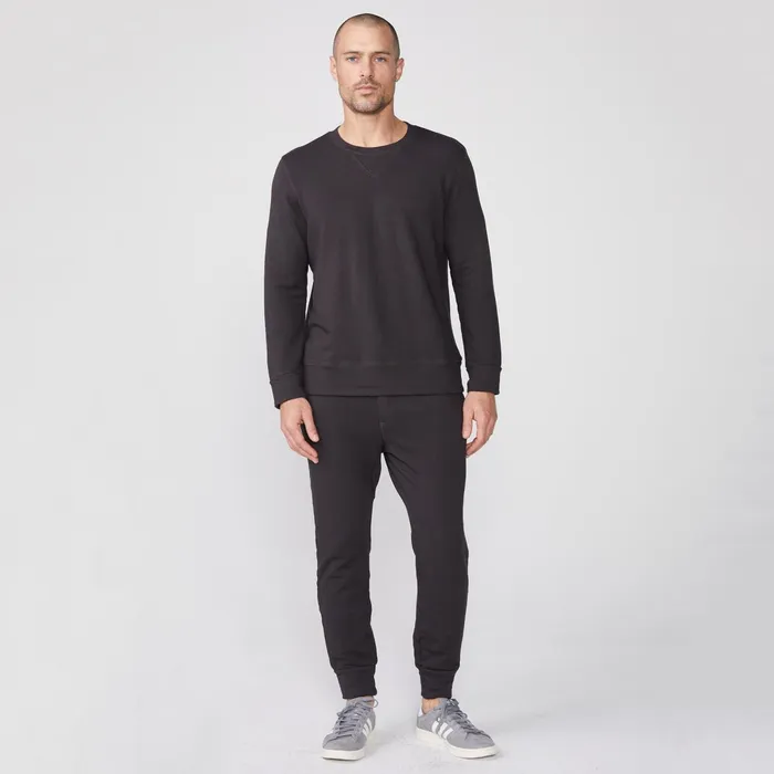 Men Sale MONROW Supersoft Fleece Crew Neck Sweatshirt Faded Black