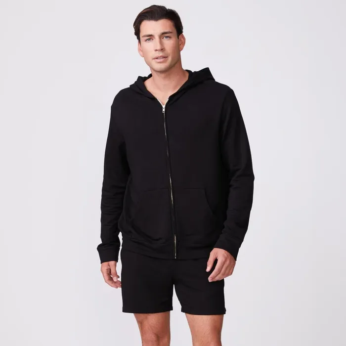 Men Sale MONROW Supersoft Fleece Zip Up Hoody Black