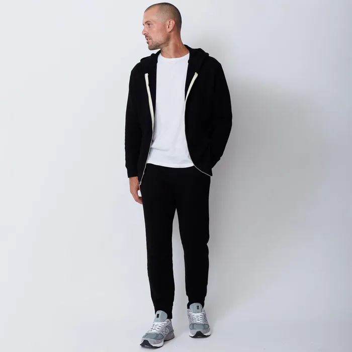 Men Sale MONROW Supersoft Fleece Zip Up Hoody Black