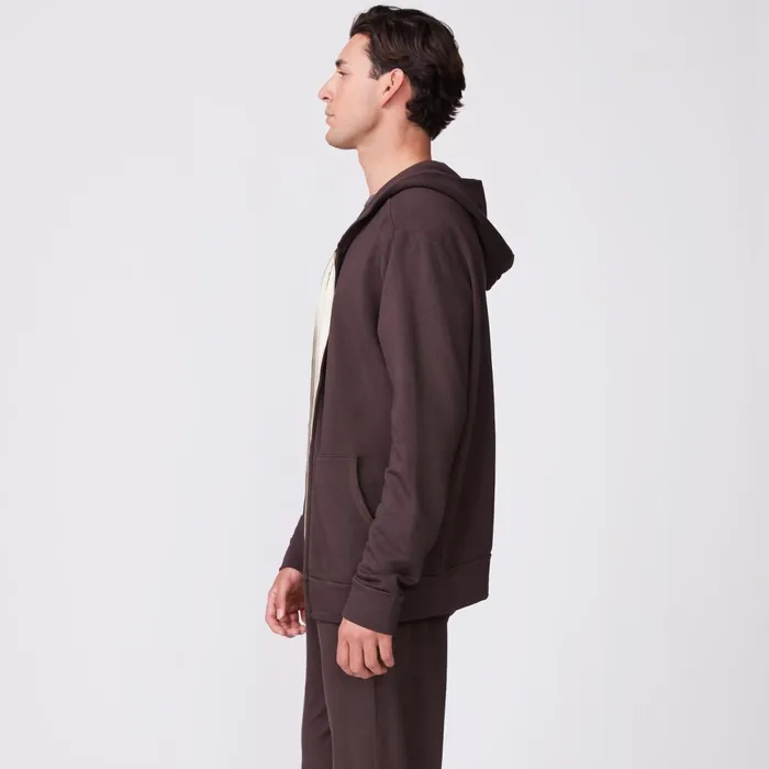 Men Sale MONROW Supersoft Fleece Zip Up Hoody Cocoa