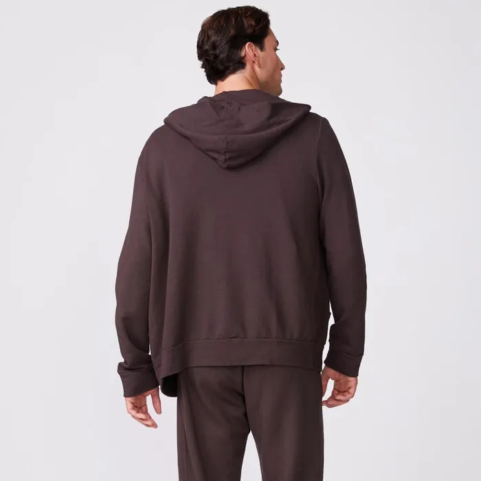 Men Sale MONROW Supersoft Fleece Zip Up Hoody Cocoa