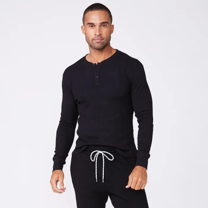 Men Sale MONROW Thermal Henley Black