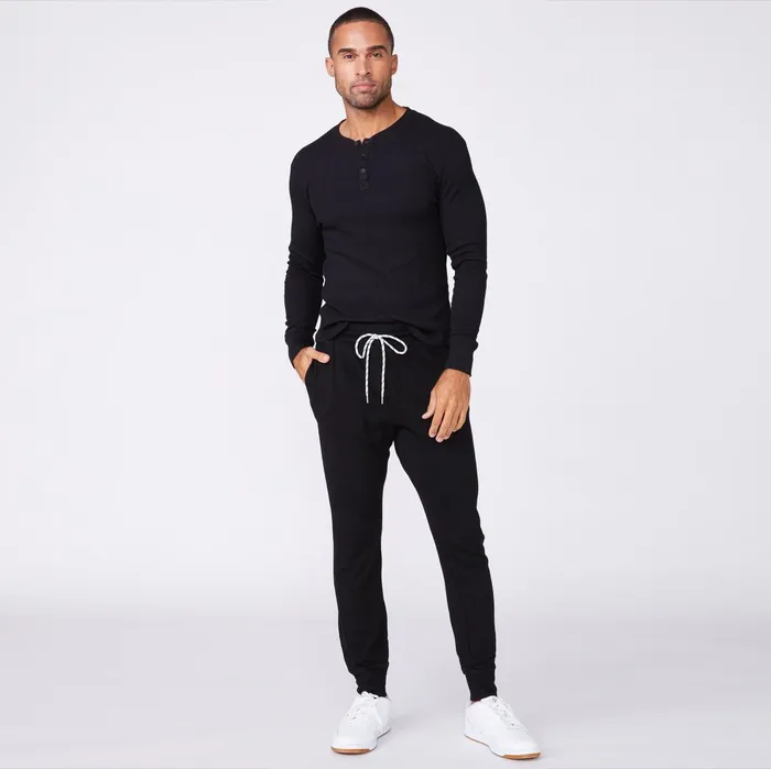 Men Sale MONROW Thermal Henley Black