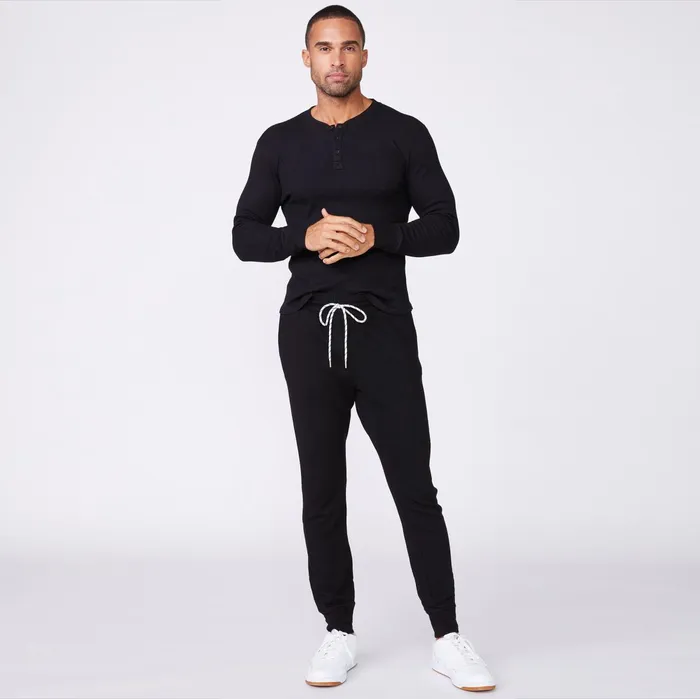 Men Sale MONROW Thermal Henley Black