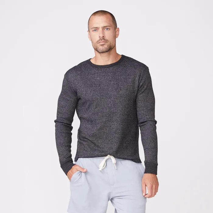 Men Sale MONROW Thermal Long Sleeve Crew Black
