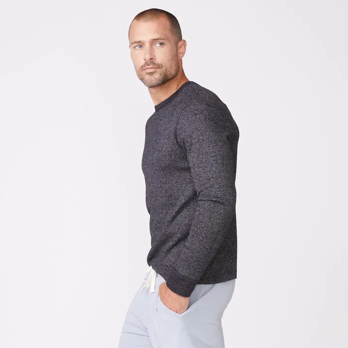 Men Sale MONROW Thermal Long Sleeve Crew Black