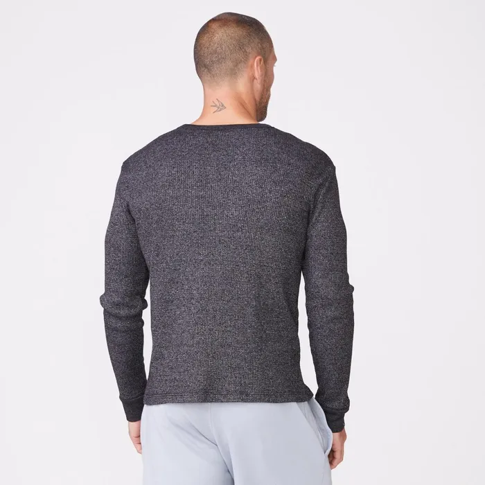 Men Sale MONROW Thermal Long Sleeve Crew Black