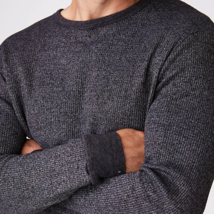 Men Sale MONROW Thermal Long Sleeve Crew Black