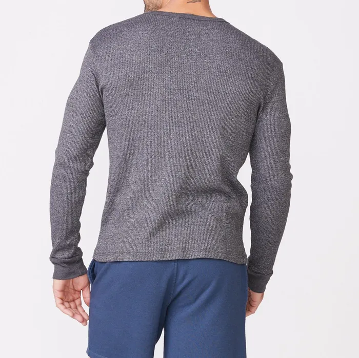 Men Sale MONROW Thermal Long Sleeve Crew Faded Black