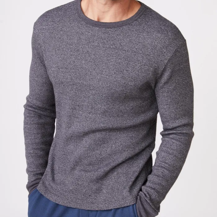 Men Sale MONROW Thermal Long Sleeve Crew Faded Black