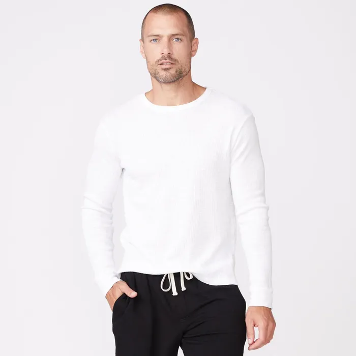 Men Sale MONROW Thermal Long Sleeve Crew White