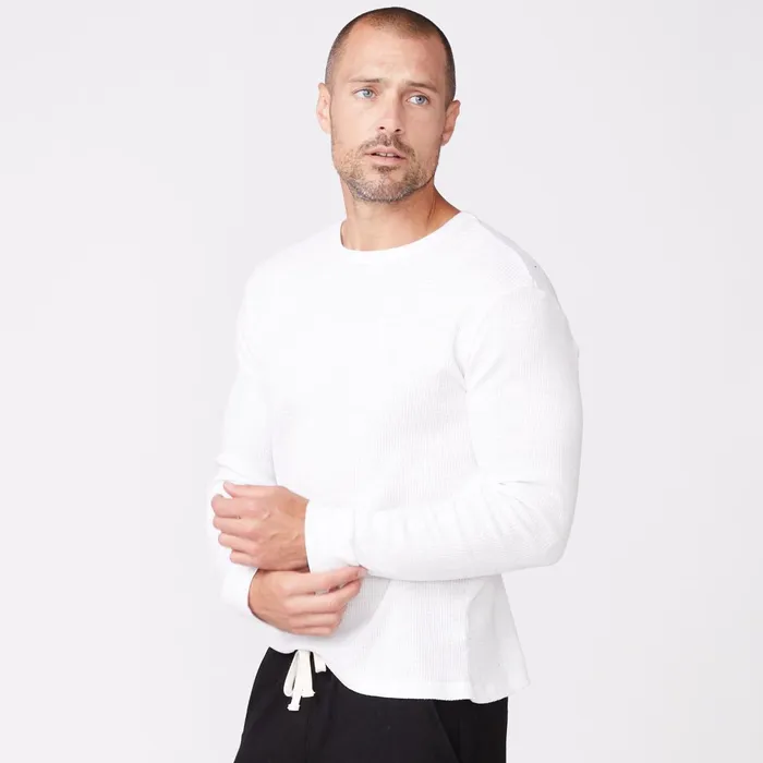 Men Sale MONROW Thermal Long Sleeve Crew White