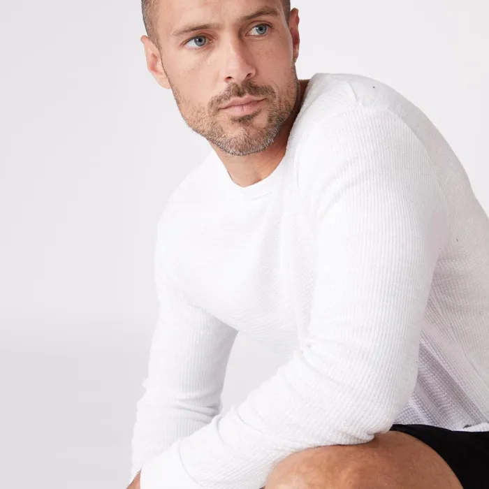 Men Sale MONROW Thermal Long Sleeve Crew White