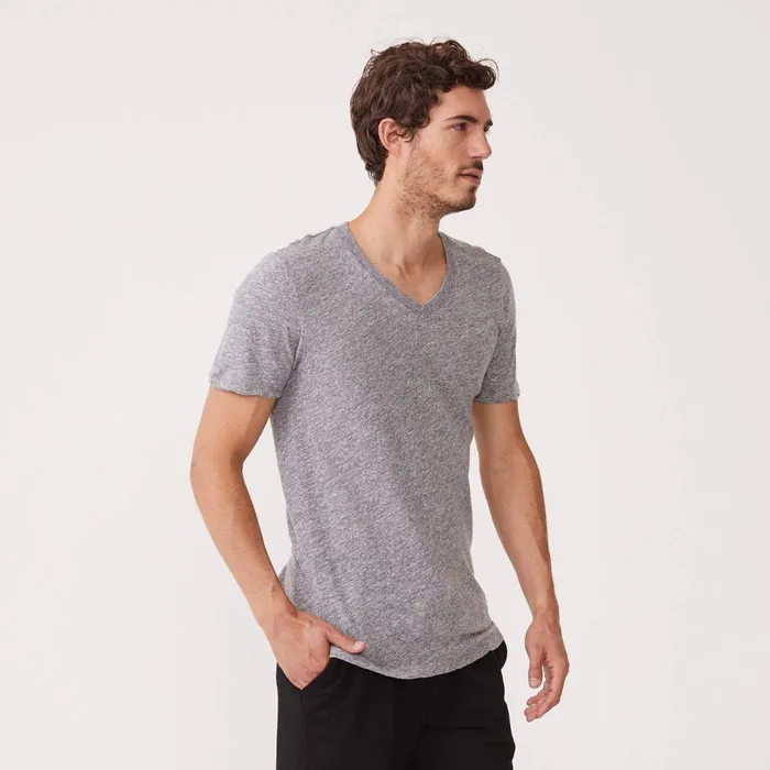 Men Sale MONROW V Neck Tee Granite Men Sale MONROW V Neck Tee Granite