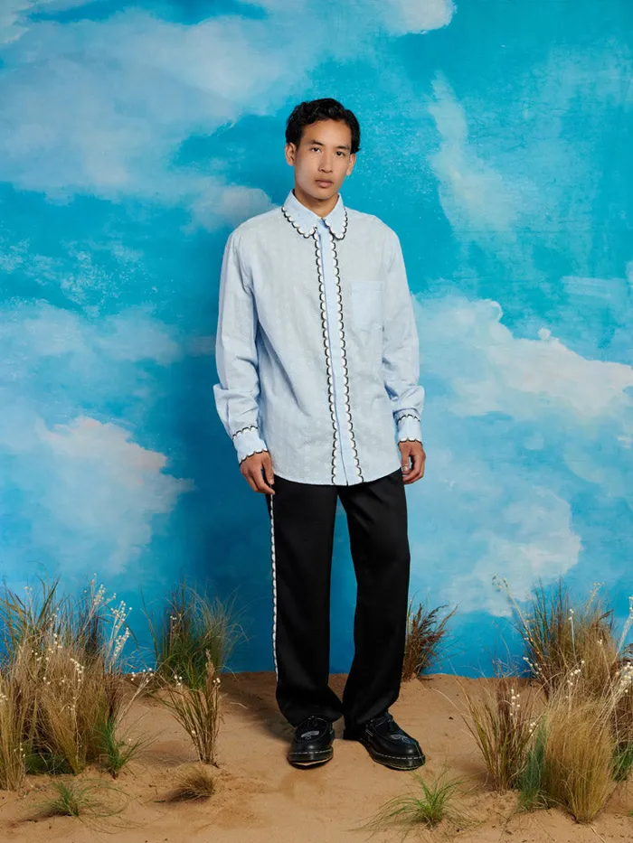 Men Saloon Scallop Shirt Baby Blue Sister Jane Shirts