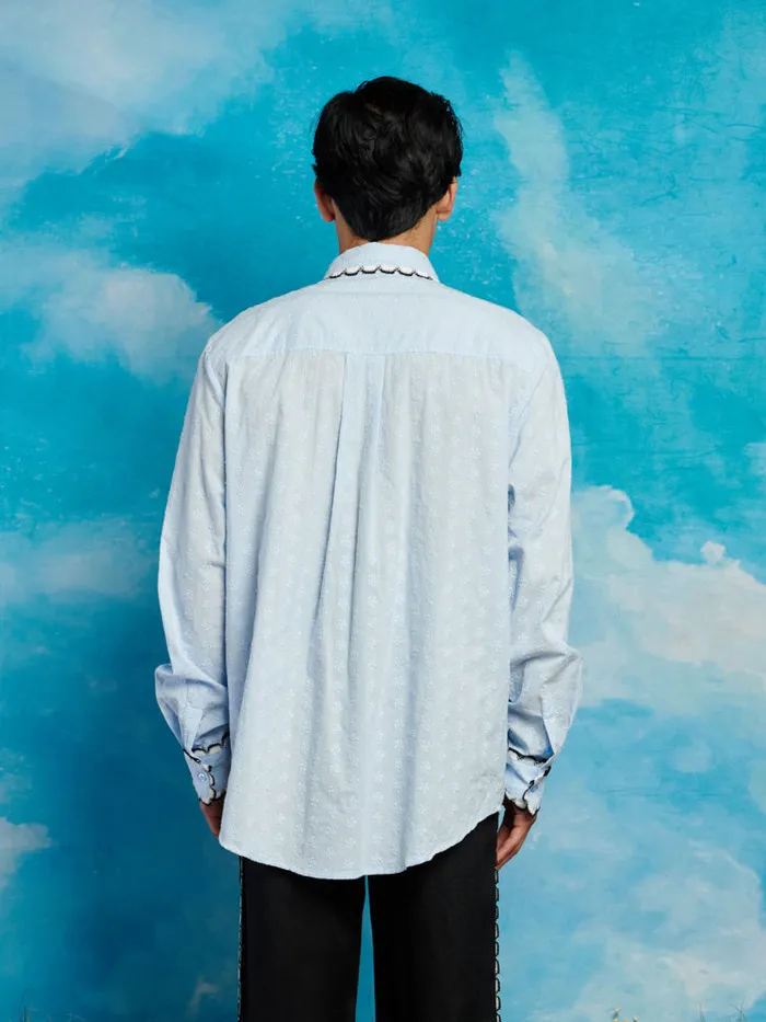 Men Saloon Scallop Shirt Baby Blue Sister Jane Shirts