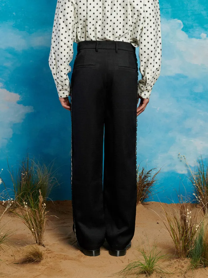 Men Saloon Scallop Trousers Coal Black Sister Jane Trousers
