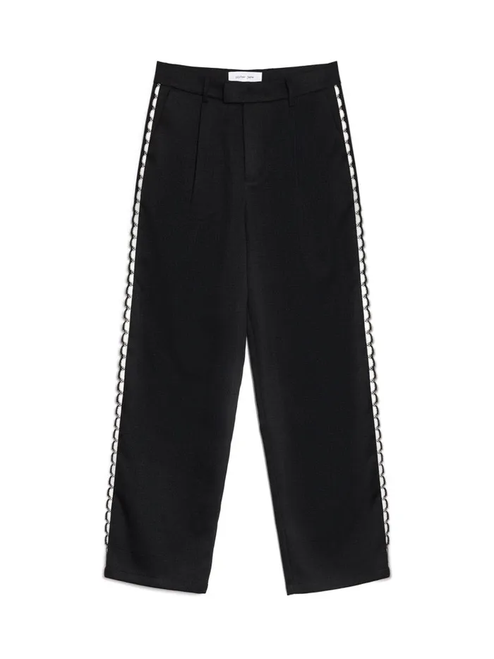 Men Saloon Scallop Trousers Coal Black Sister Jane Trousers