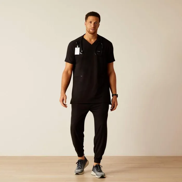 Men Scrubs Ariat Derham 6 Pocket Scrub Top Black Men Scrubs Ariat Derham 6 Pocket Scrub Top Black