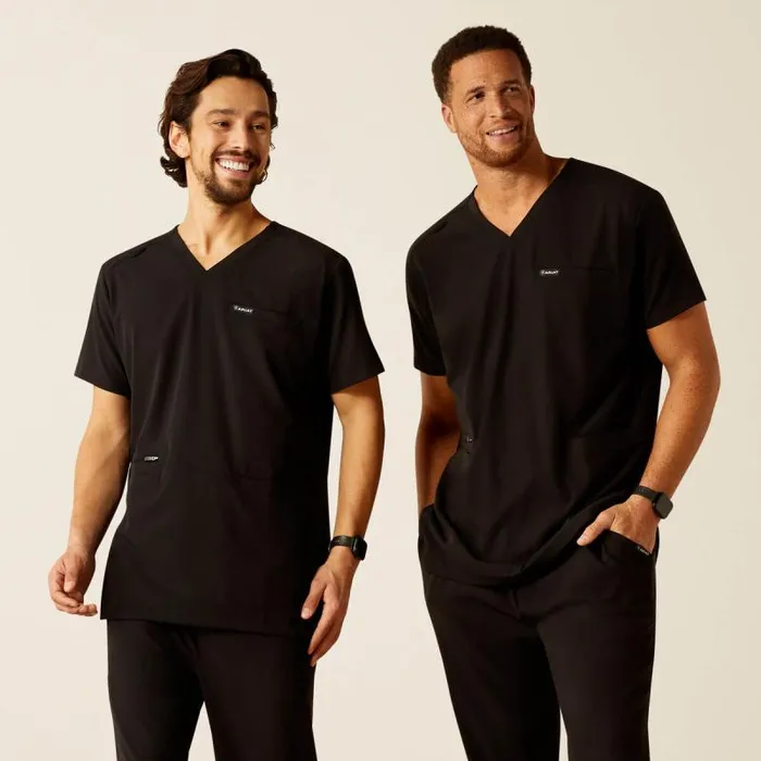 Men Scrubs Ariat Derham 6 Pocket Scrub Top Black Men Scrubs Ariat Derham 6 Pocket Scrub Top Black