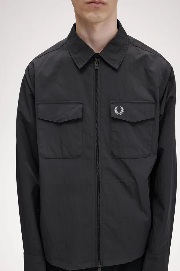 Men Shirts Fred Perry Pocket Overshirt Anchor Grey