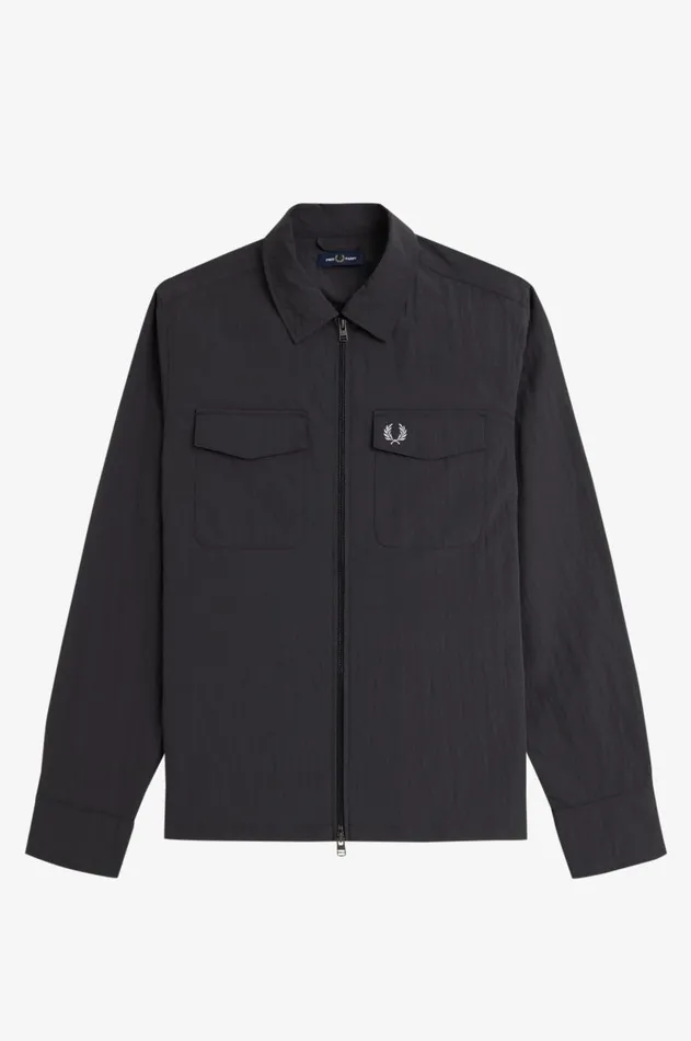 Men Shirts Fred Perry Pocket Overshirt Anchor Grey