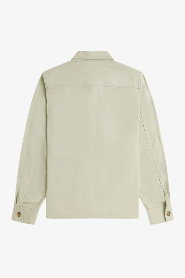 Men Shirts Fred Perry Twill Zip Through Overshirt Light Oyster