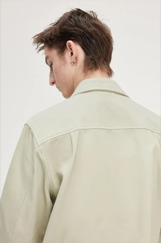 Men Shirts Fred Perry Twill Zip Through Overshirt Light Oyster