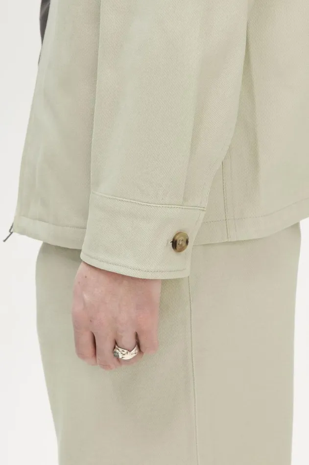 Men Shirts Fred Perry Twill Zip Through Overshirt Light Oyster
