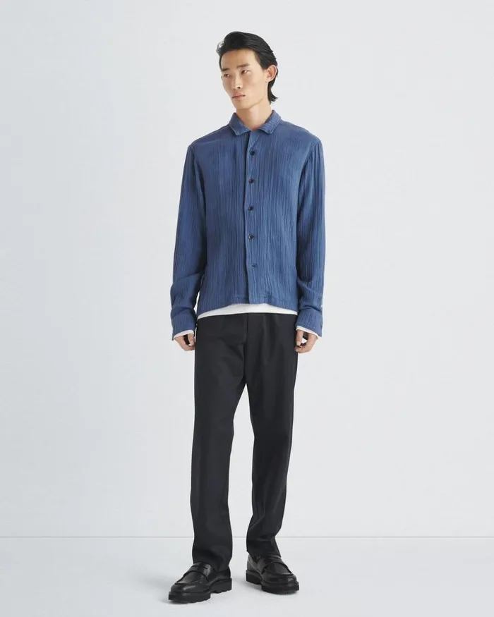 Men Shirts Rag 038 Bone Avery Gauze Camp Shirt Worn Indigo