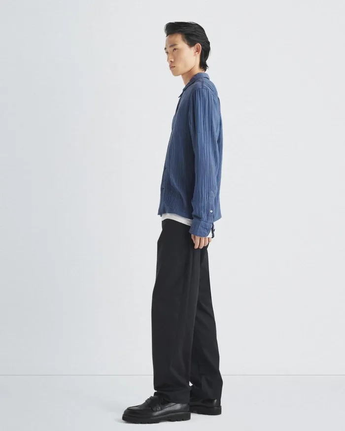Men Shirts Rag 038 Bone Avery Gauze Camp Shirt Worn Indigo