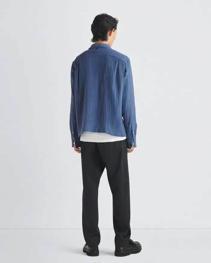 Men Shirts Rag 038 Bone Avery Gauze Camp Shirt Worn Indigo