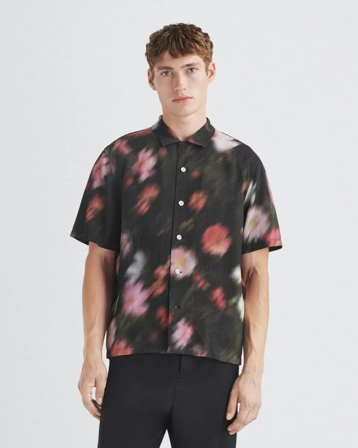 Men Shirts Rag 038 Bone Avery Printed Viscose Shirt Blackfloral