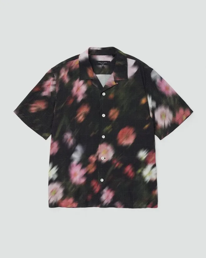 Men Shirts Rag 038 Bone Avery Printed Viscose Shirt Blackfloral