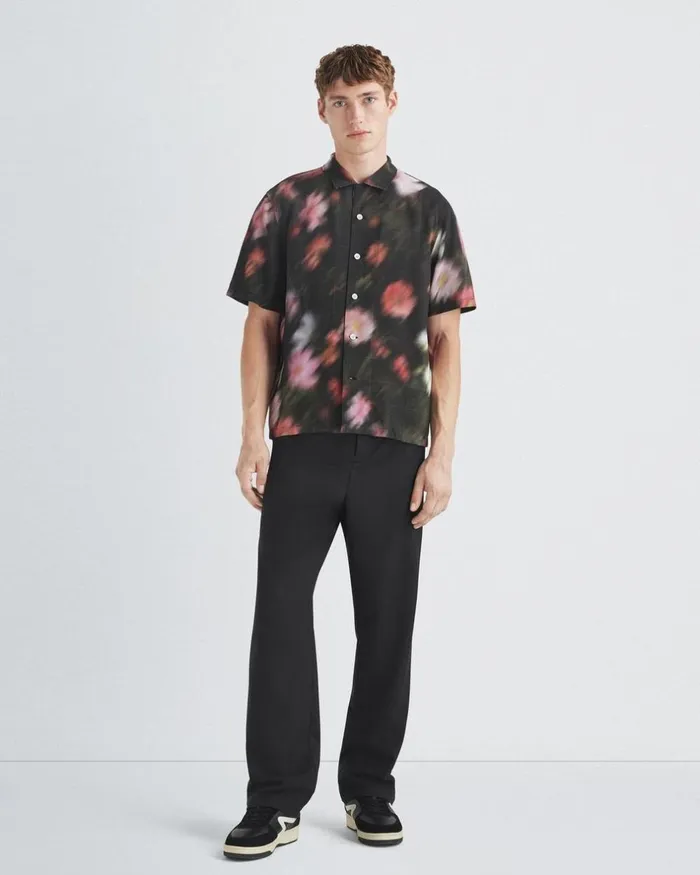 Men Shirts Rag 038 Bone Avery Printed Viscose Shirt Blackfloral