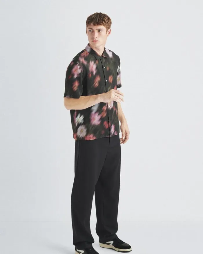 Men Shirts Rag 038 Bone Avery Printed Viscose Shirt Blackfloral